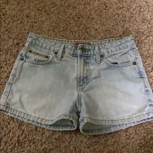 light blue denim shorts